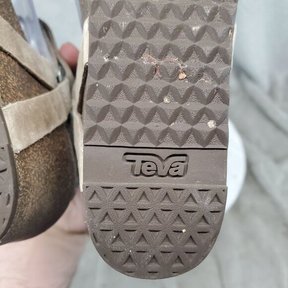 Teva Shoes Womens Size 6 Tan Leather Ysidro Wedge Sandals - Picture 2 of 11